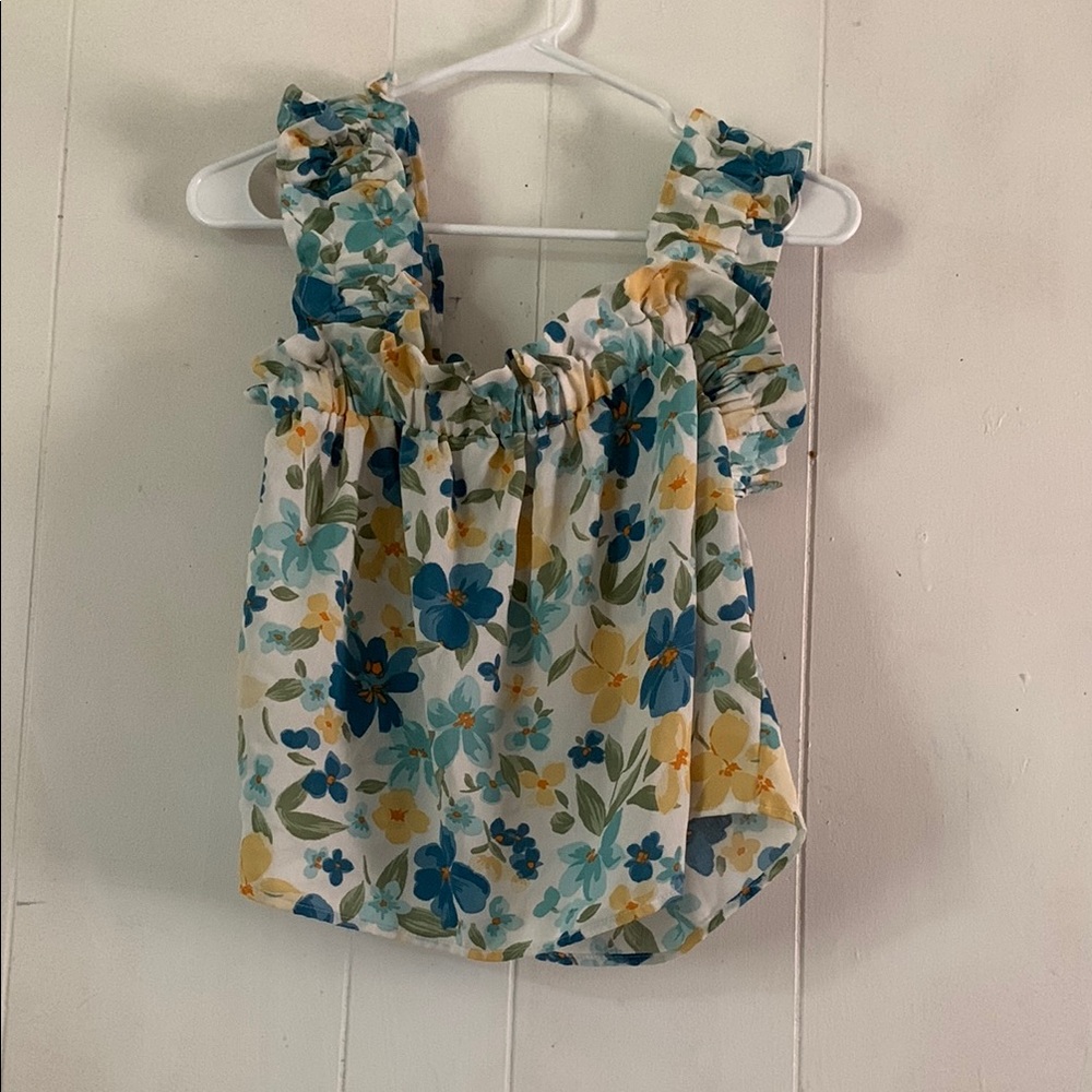 Mine Floral Ruffle Strap Blouse - Picture 1 of 3